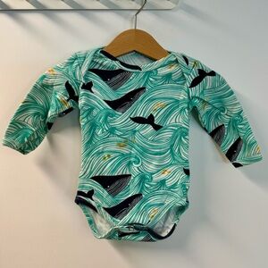 Asher Baby Wavy Whales Long Sleeve Onesie | 0-3mos